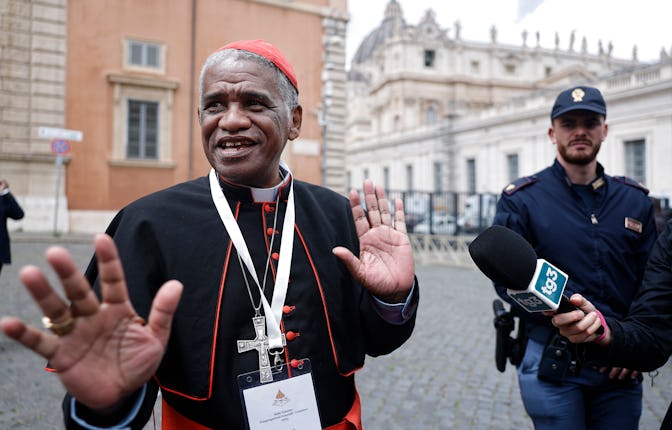 ROME, ITALY - MAY 05: Cardinal Désiré Tsarahazana of Madagascar departs the Vatican after a College ...