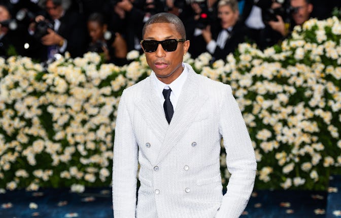 NEW YORK, NEW YORK - MAY 05: Pharrell Williams attends the 2025 Met Gala Celebrating "Superfine: Tai...