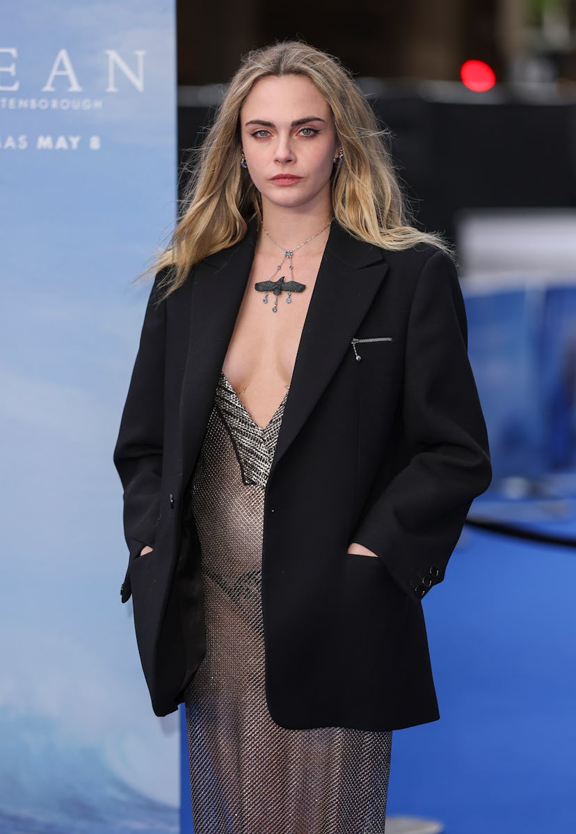 Cara Delevingne attends the "Ocean With David Attenborough" World Premiere at The Royal Festival Hal...