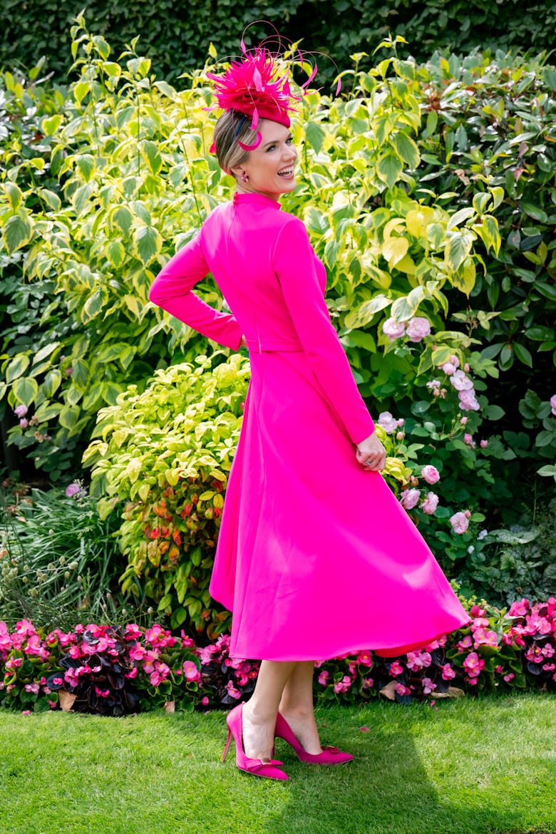 Charlotte Hawkins (wearing a Claire Mischevani dress, Garrard jewellery and Lisa Von Hallwyl hat) at...
