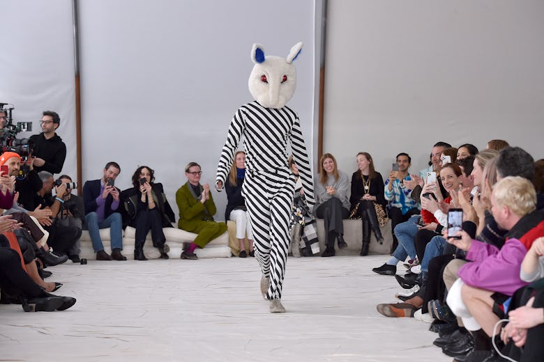 Francesco Risso acknowledges the applause of the audience after the Marni fashion show as part of Mi...
