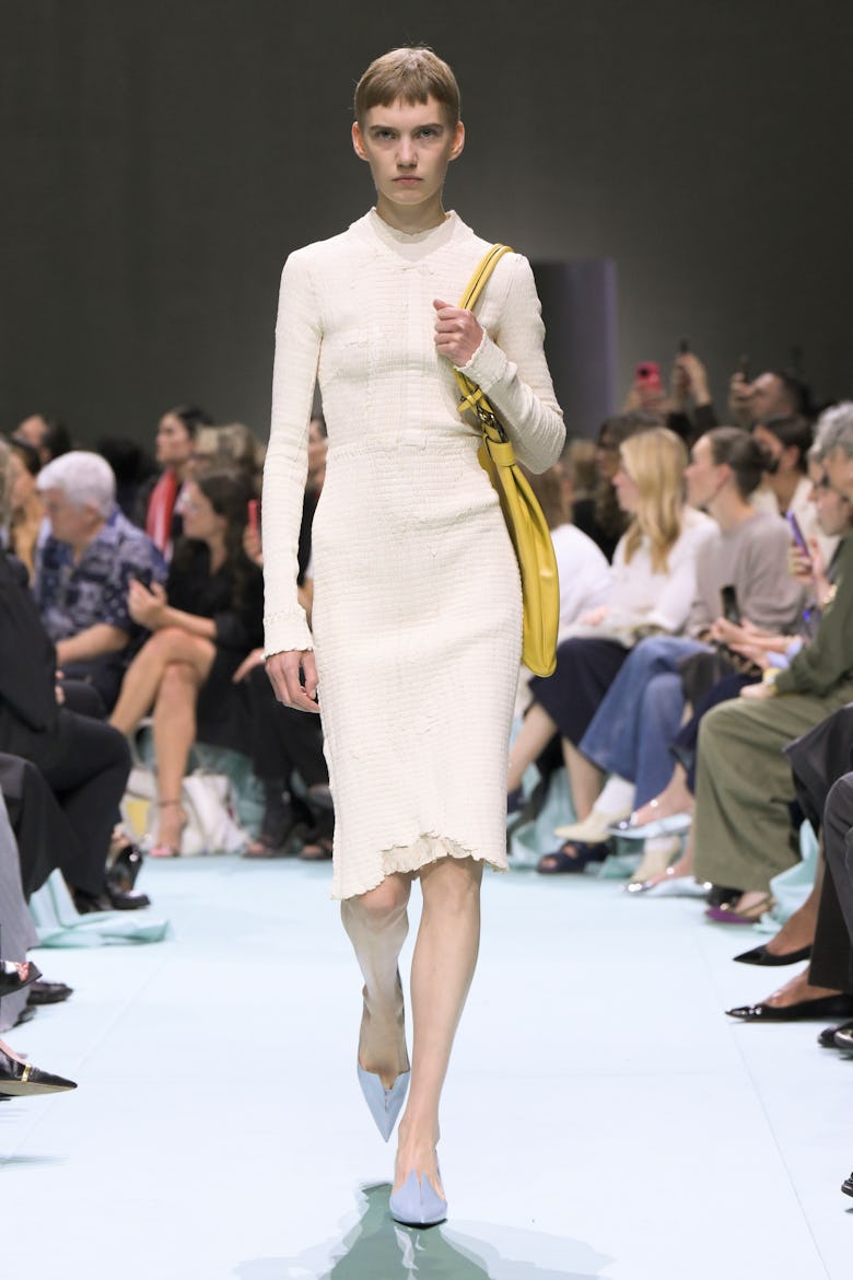 Model on the runway at Prada RTW Spring 2025 as part of Milan Ready to Wear Fashion Week on Septembe...