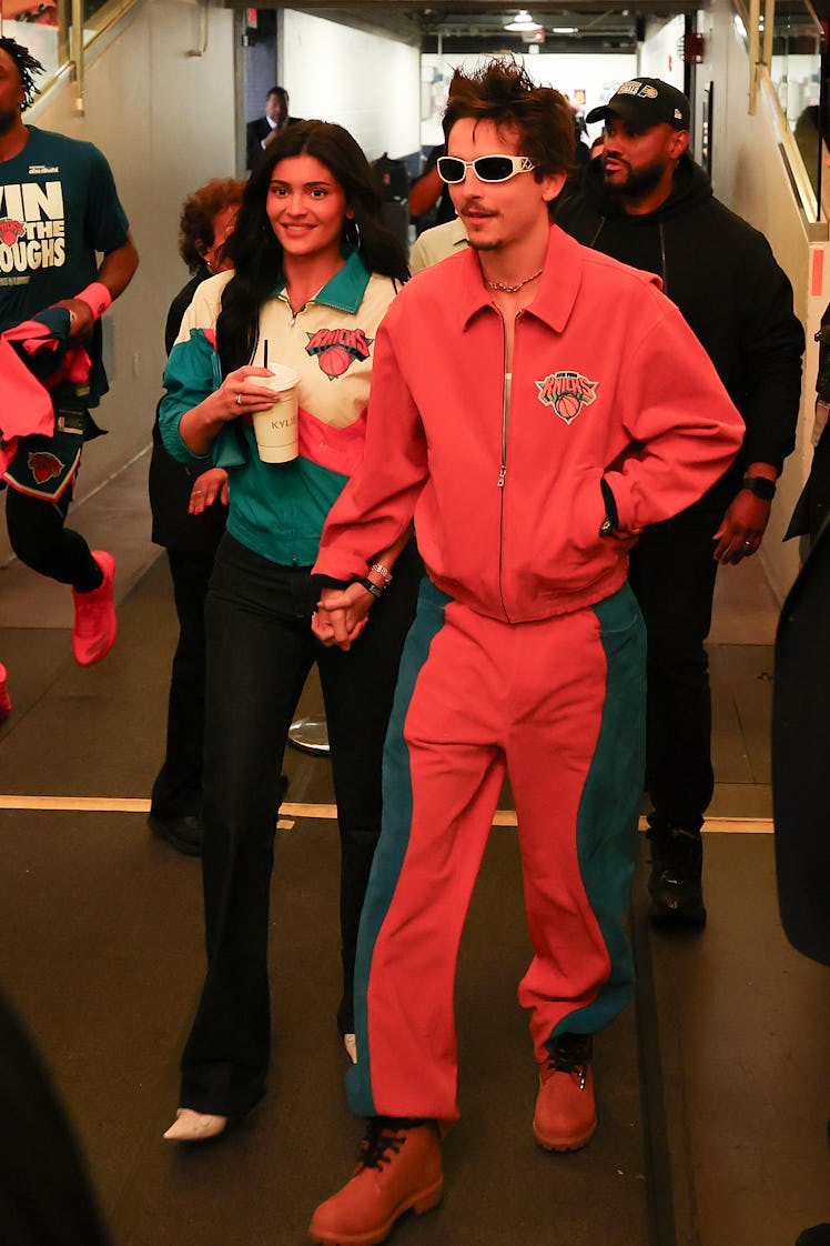 INDIANAPOLIS, INDIANA - MAY 31:  Kylie Jenner and Timothee Chalamet attend Game Six of the Eastern C...