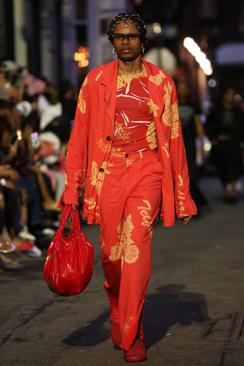 A model at the Telfar Spring 2026 show held at Cortlandt Alley on June 21, 2025 in New York, New Yor...