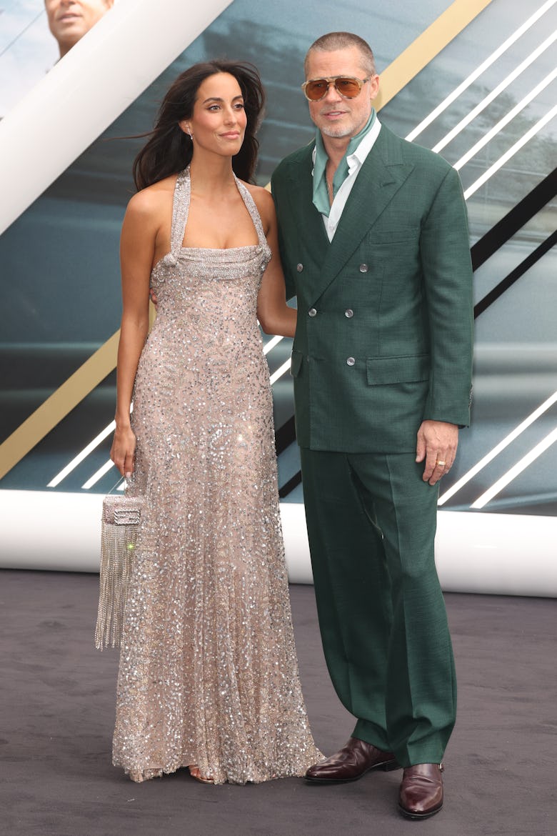 Brad Pitt and Ines De Ramon attend the "F1: The Movie" European premiere at Cineworld Leicester Squa...
