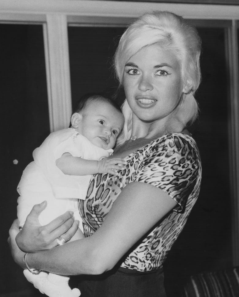 Jayne Mansfield holding six-weeks old Mariska Hargitay, United States, March 1964. (Photo by Archive...