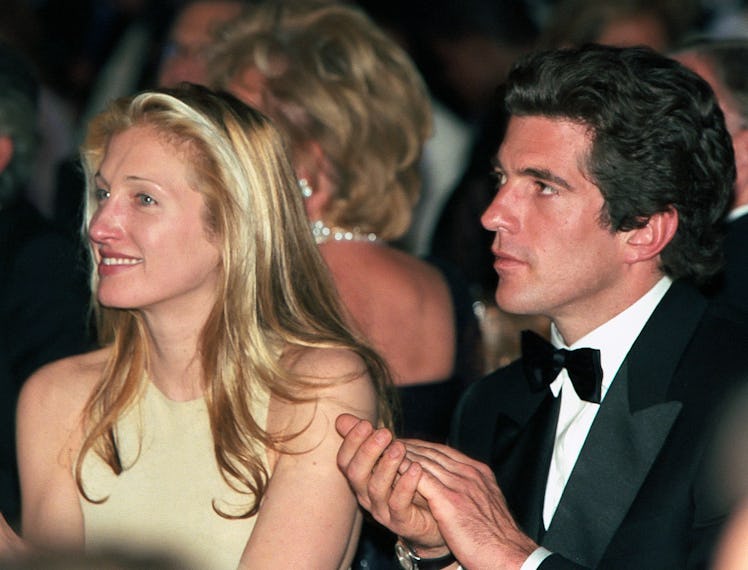 Carolyn Bessette-Kennedy and John Fitzgerald Kennedy Jr attend the presentation of the new watch Car...
