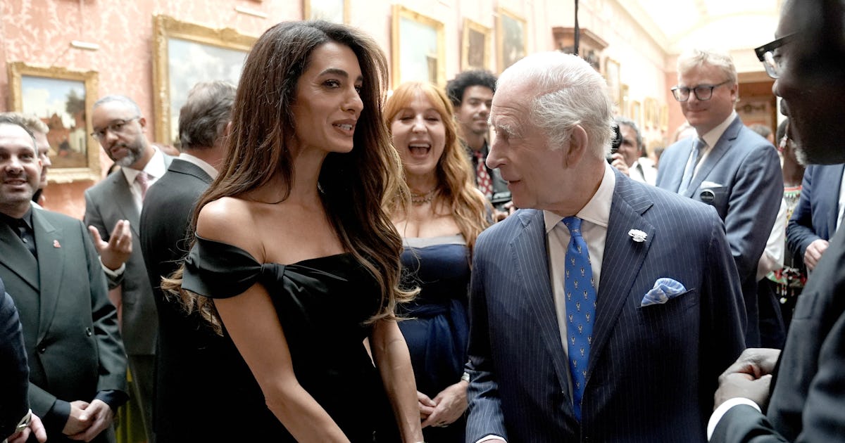 Amal Clooney Meets King Charles in a Regal Column Dress