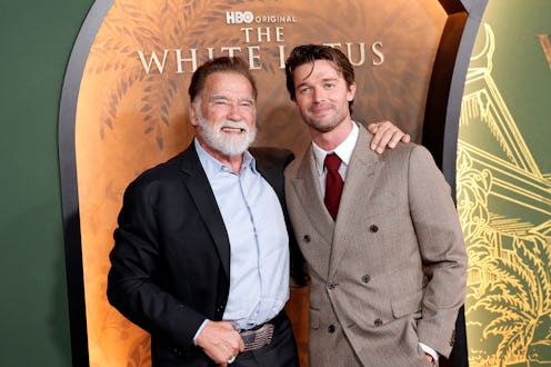 LOS ANGELES, CALIFORNIA - FEBRUARY 10: (L-R) Arnold Schwarzenegger and Patrick Schwarzenegger attend...