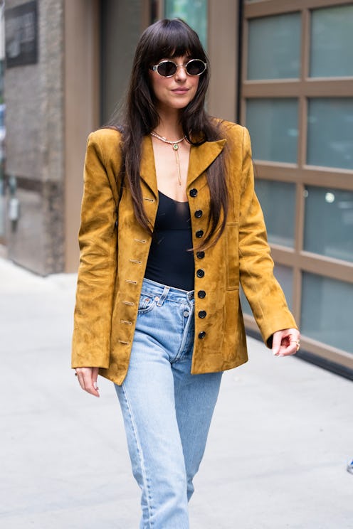 NEW YORK, NEW YORK - MAY 30: Dakota Johnson is seen in Midtown on May 30, 2025 in New York City. (Ph...