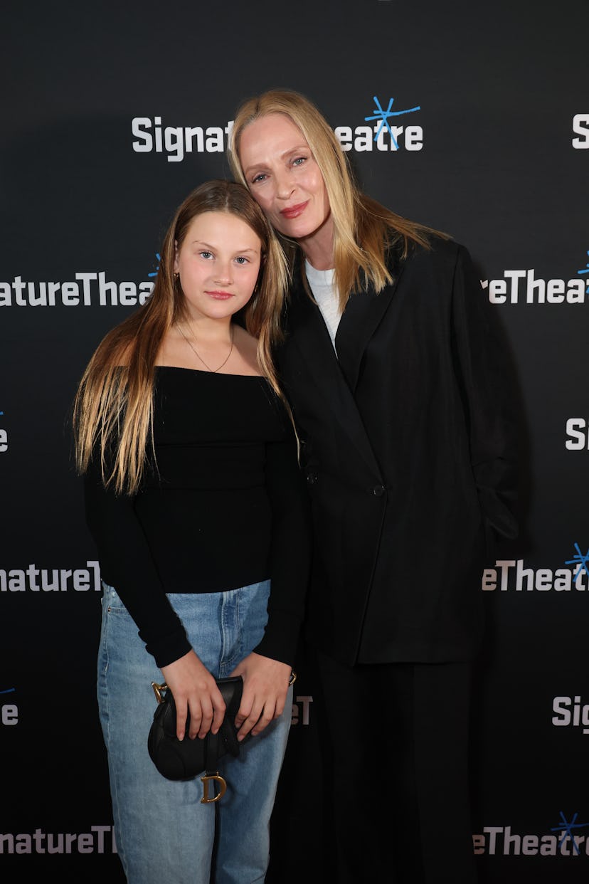 Luna Thurman-Busson (L) and Uma Thurman attend "Eurydice" Opening Night at Signature Theatre on June...