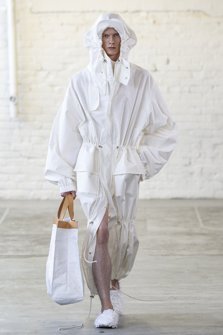 PARIS, FRANCE - JUNE 25: A model walks the runway during the Hed Mayner Ready to Wear Spring/Summer ...