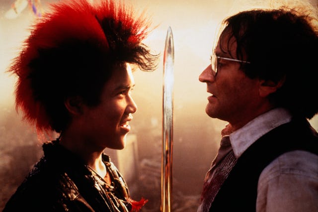 Actors Dante Basco and Robin Williams on the set of the film Hook, directed by Steven Spielberg. (Ph...