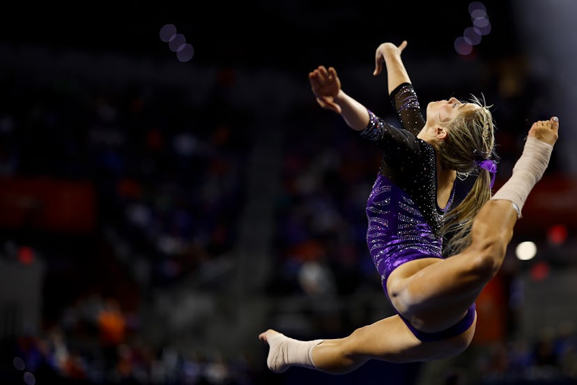 Olivia Dunne of the LSU Tigers competes during a meet against the Florida Gators.