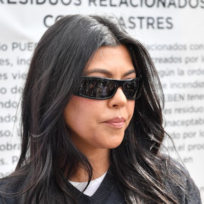 LOS ANGELES, CA - FEBRUARY 27: Kourtney Kardashian is seen at a protest to stop recent wildfire waste being sent to the Calabasas Landfill on February 27, 2025 in Los Angeles, California.  (Photo by PG/Bauer-Griffin/GC Images)