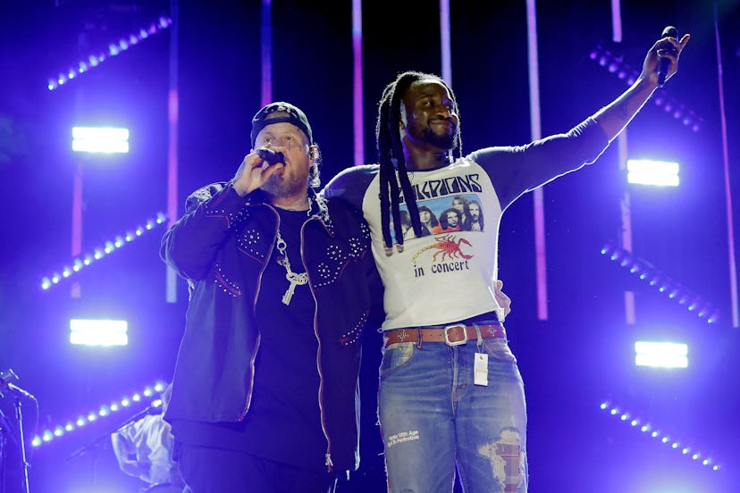 Shaboozey and Jelly Roll perform during CMA Fest 2025 at the main stage at Nissan Stadium on June 06...
