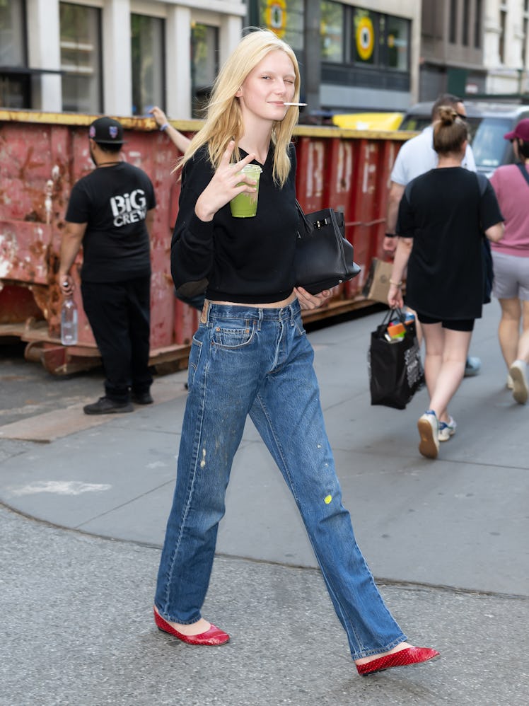 NEW YORK, NEW YORK - JUNE 30: Model Alex Consani arrives to the Marc Jacobs 2026 Fashion Show at New...