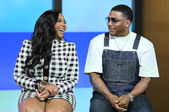 Ashanti and Nelly are seen during a segment of "Good Day New York" on June 24, 2025 in New York City...