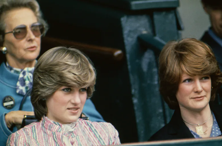Lady Diana Spencer and her sister, Lady Sarah Spencer watch the Ladies' Final match at the Wimbledon...