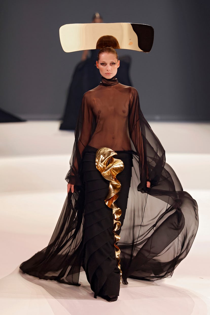 A model walks the runway during the Stéphane Rolland Haute Couture Fall/Winter 2025/2026 show as par...