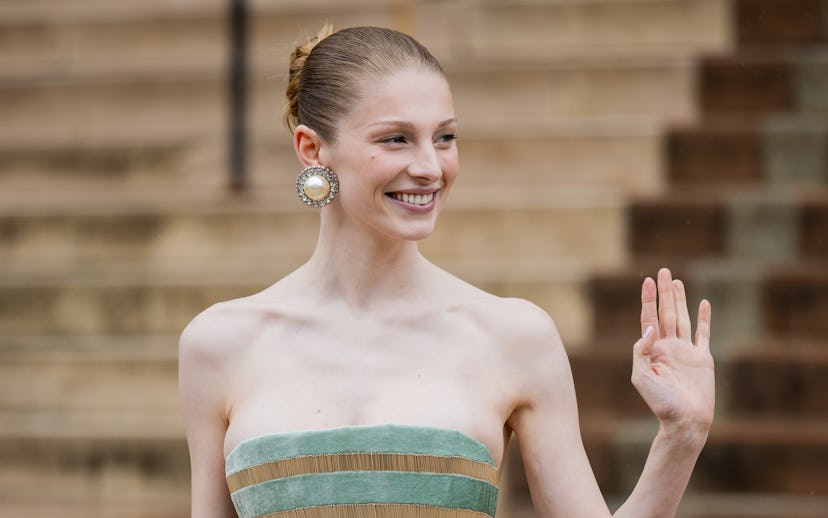 PARIS, FRANCE - JULY 07: Hunter Schafer is seen outside Schiaparelli during the Haute Couture Fall...