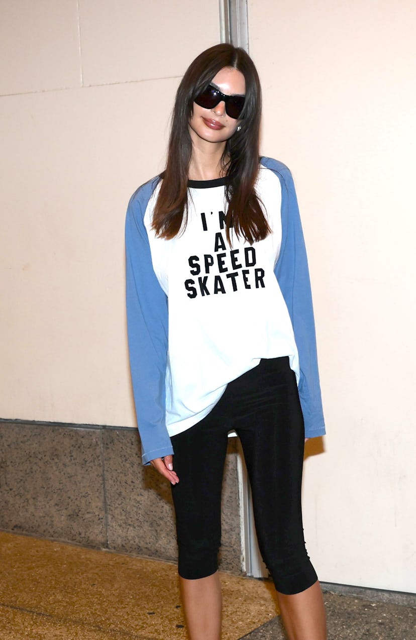 NEW YORK, NY - JULY 16: Emily Ratajkowski is seen on July 16, 2025 in New York City. (Photo by Jose...