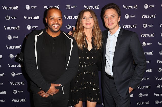 HOLLYWOOD, CA - NOVEMBER 17: (L-R) Donald Faison, Sarah Chalke and Zach Braff attend the 'Scrubs Re...