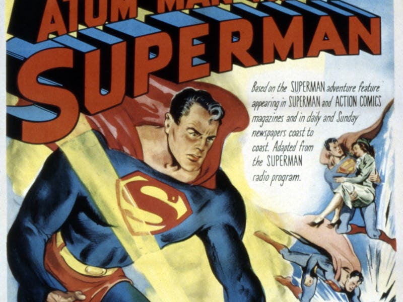 Superman, poster, (Serial), Kirk Alyn, CHapter 6, 'Atom Man's Challenge', 1948. (Photo by LMPC via G...
