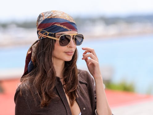 CANNES, FRANCE - MAY 21: Emily Ratajkowski is seen on the croisette filming a commercial during day ...