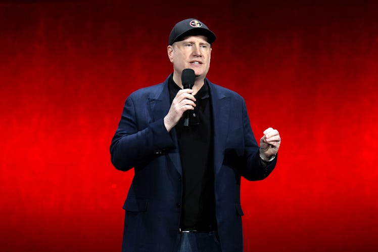 LAS VEGAS, NEVADA - APRIL 11: Kevin Feige, President, Marvel Studios speaks onstage at the Walt Disn...