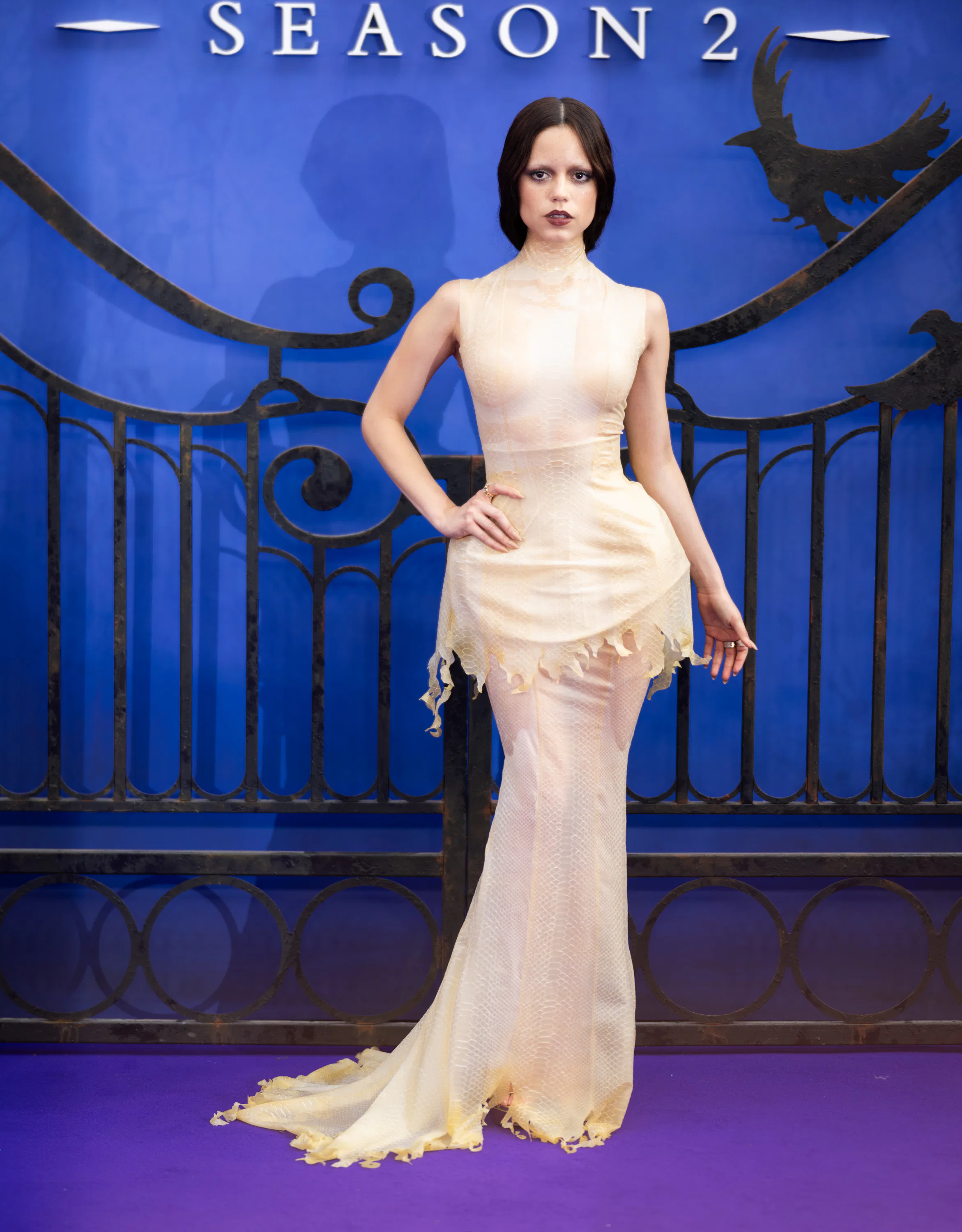 Jenna Ortega's Haunted Doll Dress & Exposed Corset Plunges to Her Waist