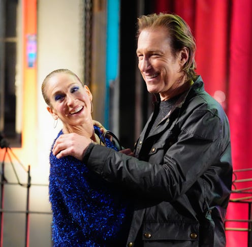 NEW YORK, NEW YORK - FEBRUARY 24: Sarah Jessica Parker, John Corbett on location for "And Just Like ...