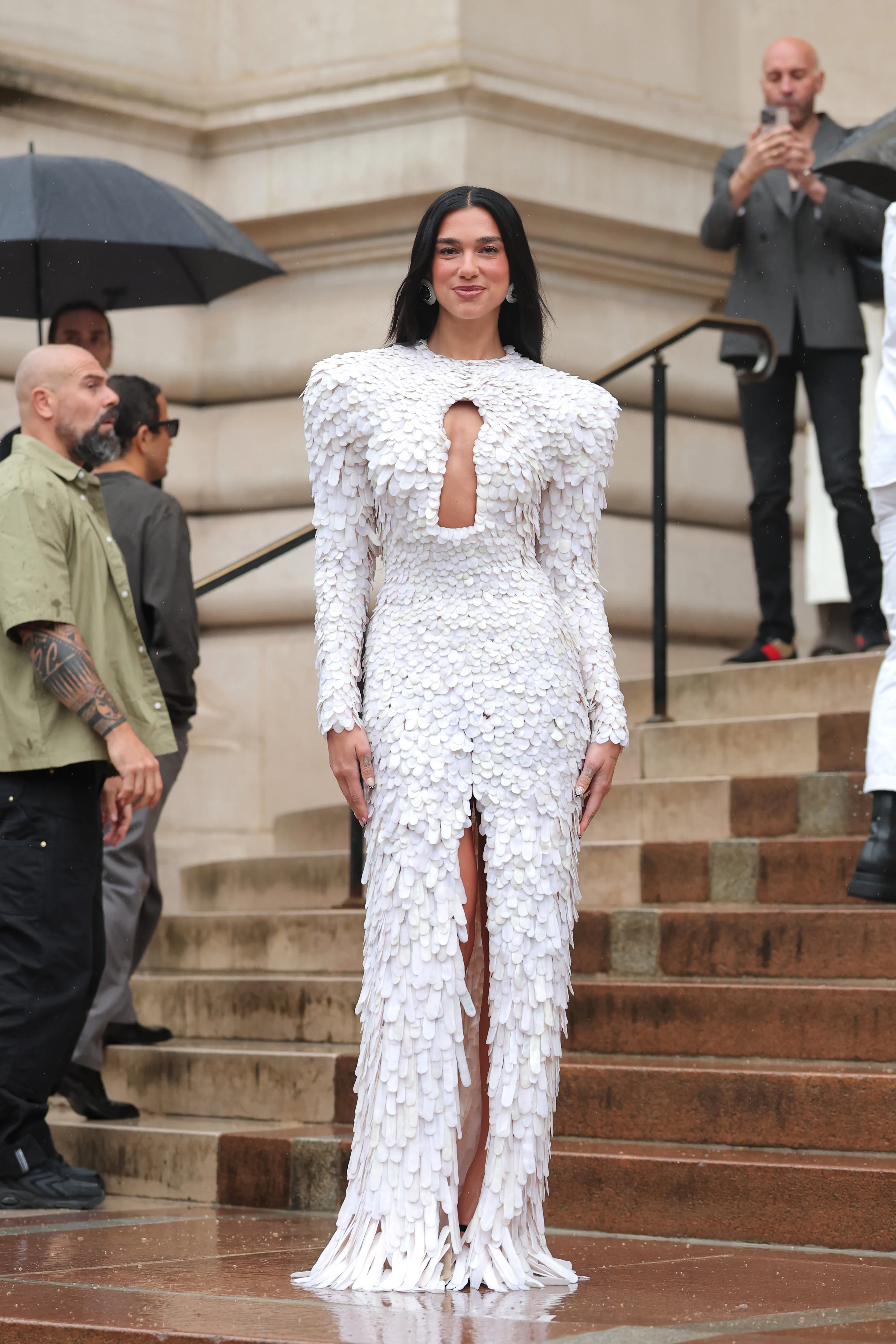 dua lipa cut out dress Dua Lipa Wore a Plunging Gown With Ovary Cutouts at the 2024 Grammys