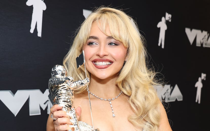 ELMONT, NEW YORK - SEPTEMBER 11: Sabrina Carpenter, winner of the Song of the Year award for "Espres...