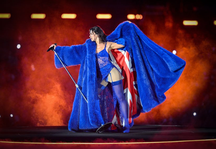 LONDON, ENGLAND - JUNE 21: Dua Lipa performs on stage during her "Radical Optimism" tour at Wembley ...