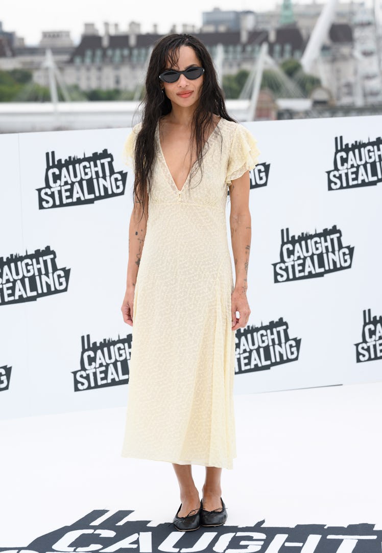 LONDON, ENGLAND - AUGUST 19: Zoë Kravitz attends the "Caught Stealing" Photocall at the IET Building...