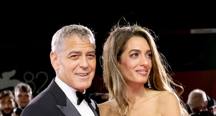 George Clooney and Amal Clooney attend the "Jay Kelly" red carpet during the 82nd Venice Internation...