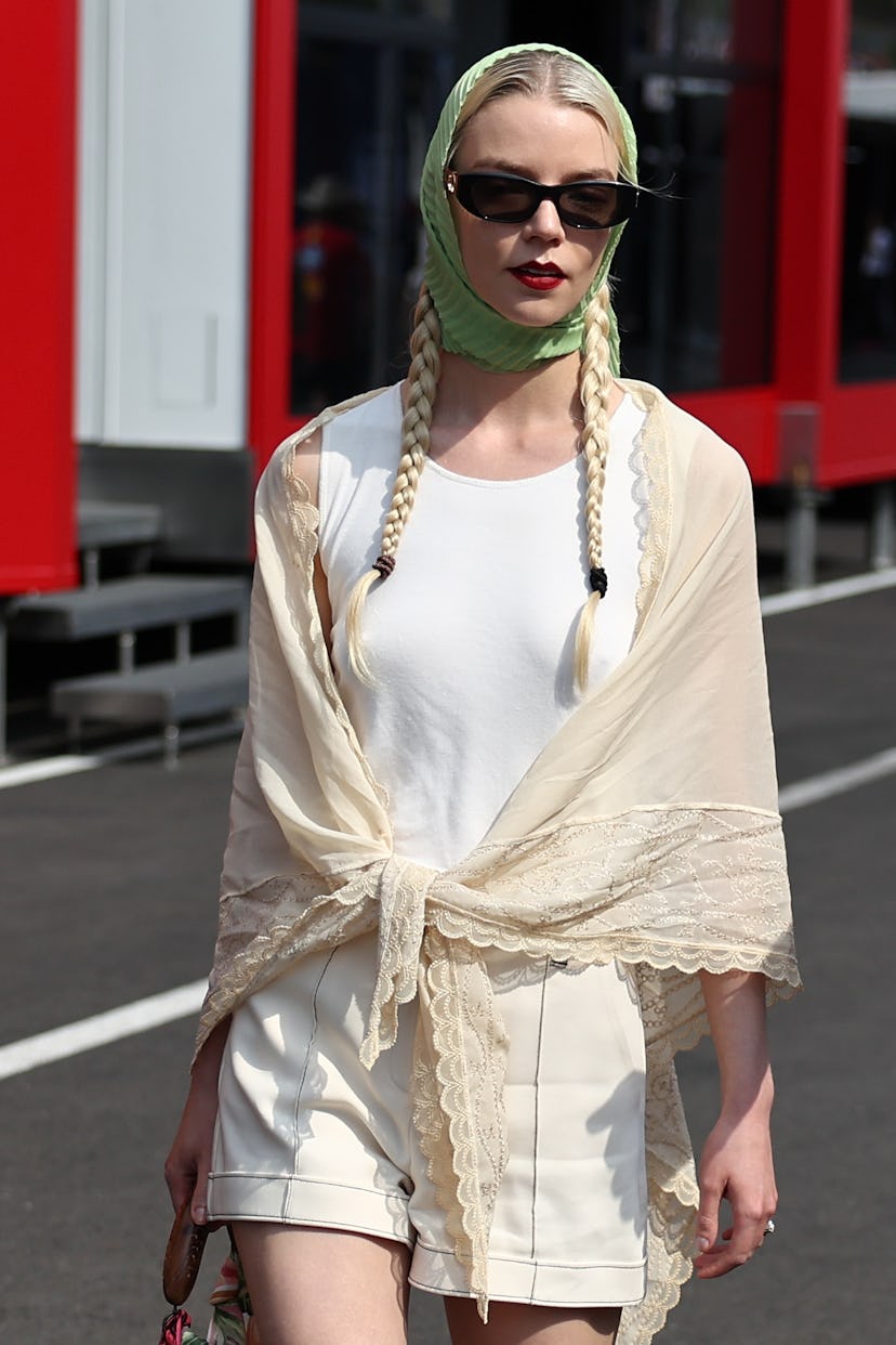Anya Taylor-Joy before qualifying ahead of the Formula 1 Hungarian Grand Prix at Hungaroring in Buda...