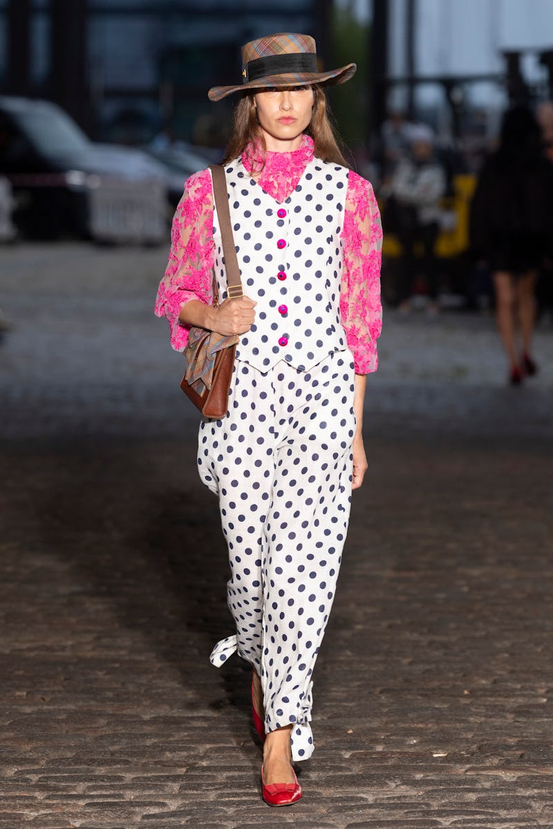 COPENHAGEN, DENMARK - AUGUST 04: A model walks the runway at the Mulberry x Caro Editions show durin...