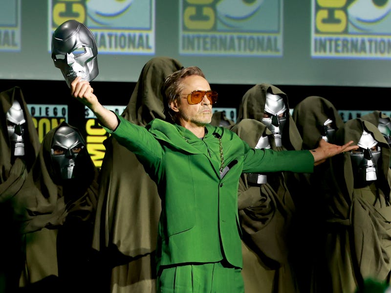 SAN DIEGO, CALIFORNIA - JULY 27: Robert Downey Jr. speaks onstage at the Marvel Studios Panel during...