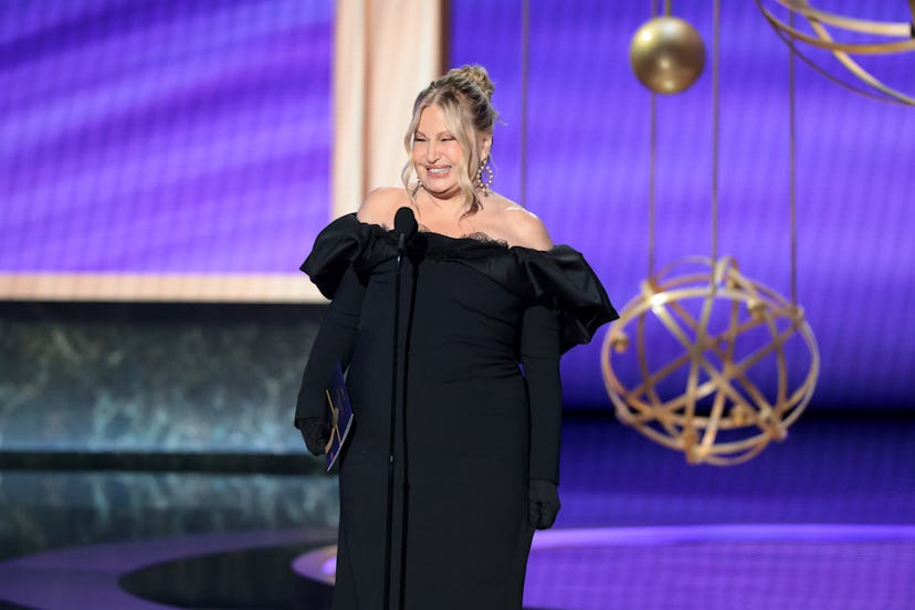Los Angeles, CA September 14, 2025 Jennifer Coolidge presents an award during the show at the 77t...