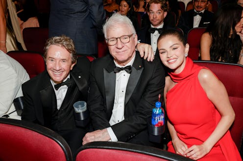 LOS ANGELES, CALIFORNIA - SEPTEMBER 14: (L-R) Martin Short, Steve Martin, and Selena Gomez attend Th...