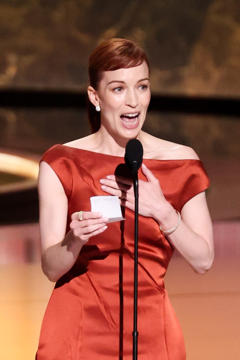 Britt Lower accepts the Emmy Award for Outstanding Lead Actress in a Drama Series in "Severance"