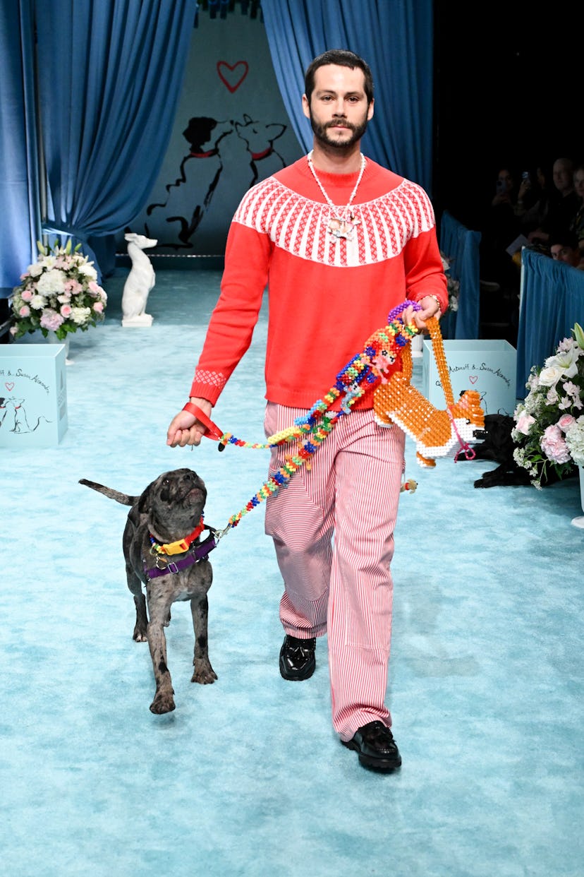 Dylan O'Brien on the runway at the Susan Alexandra x Rachel Antonoff Dog Show during New York Fashio...