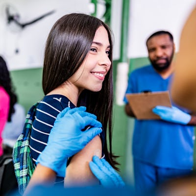 Student being vaccinated at school