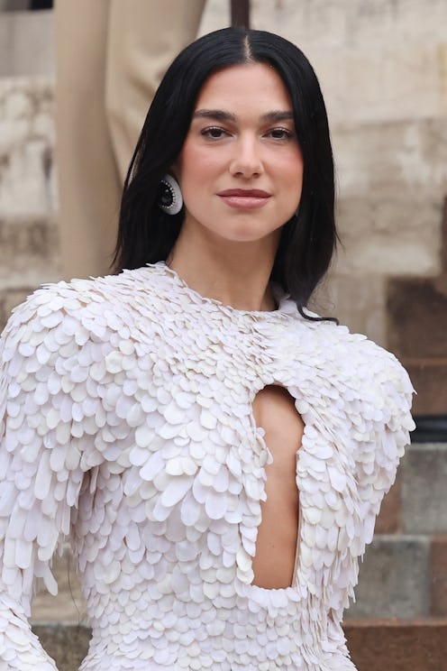 PARIS, FRANCE - JULY 07: Dua Lipa attends Schiaparelli at Petit Palais during the Haute Couture Fall...