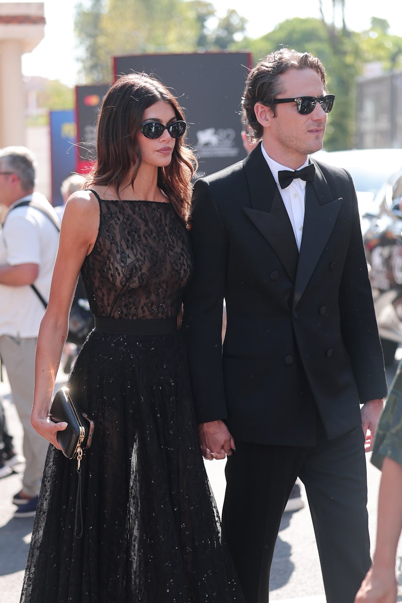 Kaia Gerber and Lewis Pullman are seen at the 82nd Venice International Film Festival on September 0...