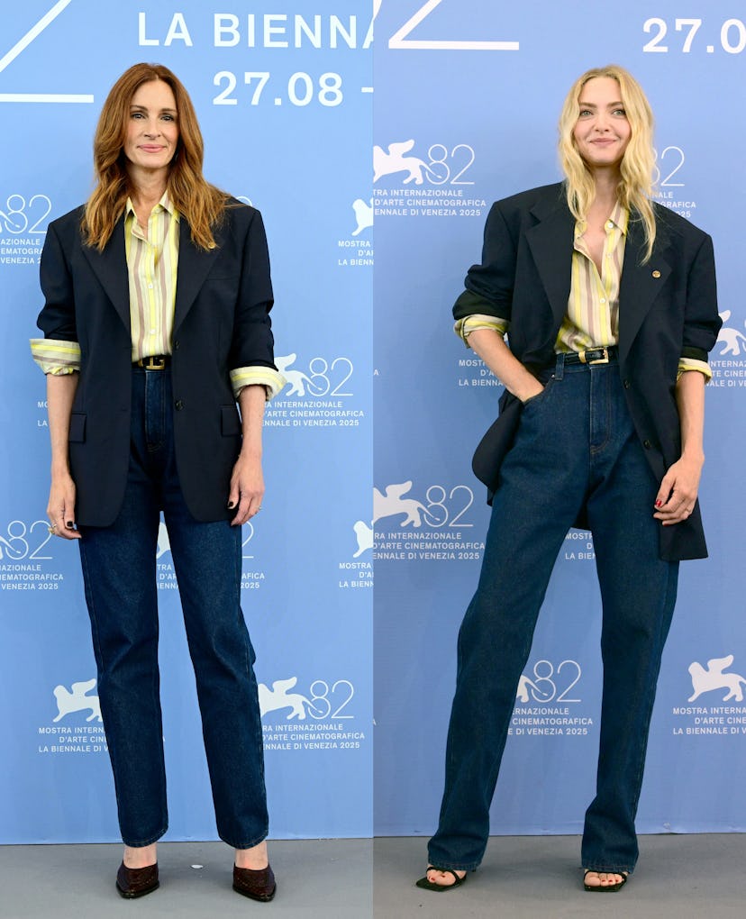 This combination of pictures created on September 01, 2025 showsUS actress Julia Roberts during the ...