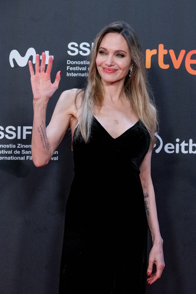 Angelina Jolie attends the "Couture" red carpet during the 73rd San Sebastian International Film Fes...