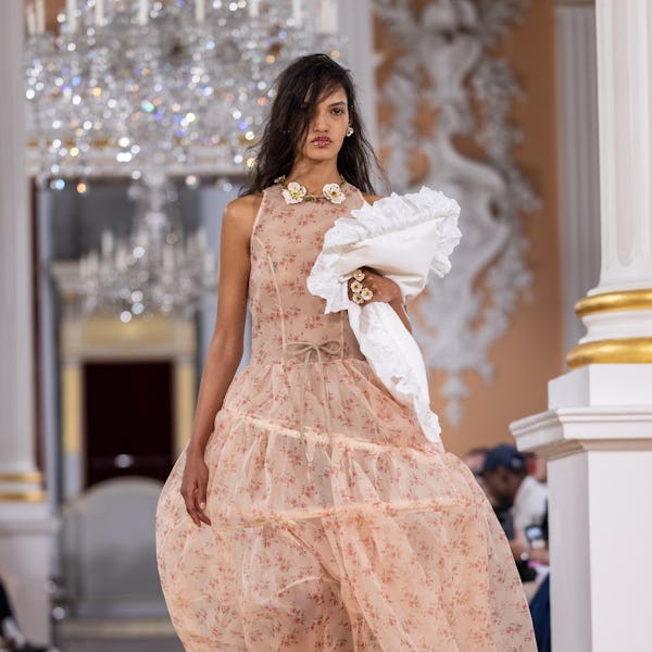 A model walks the runway at the Simone Rocha show during London Fashion Week September 2025
